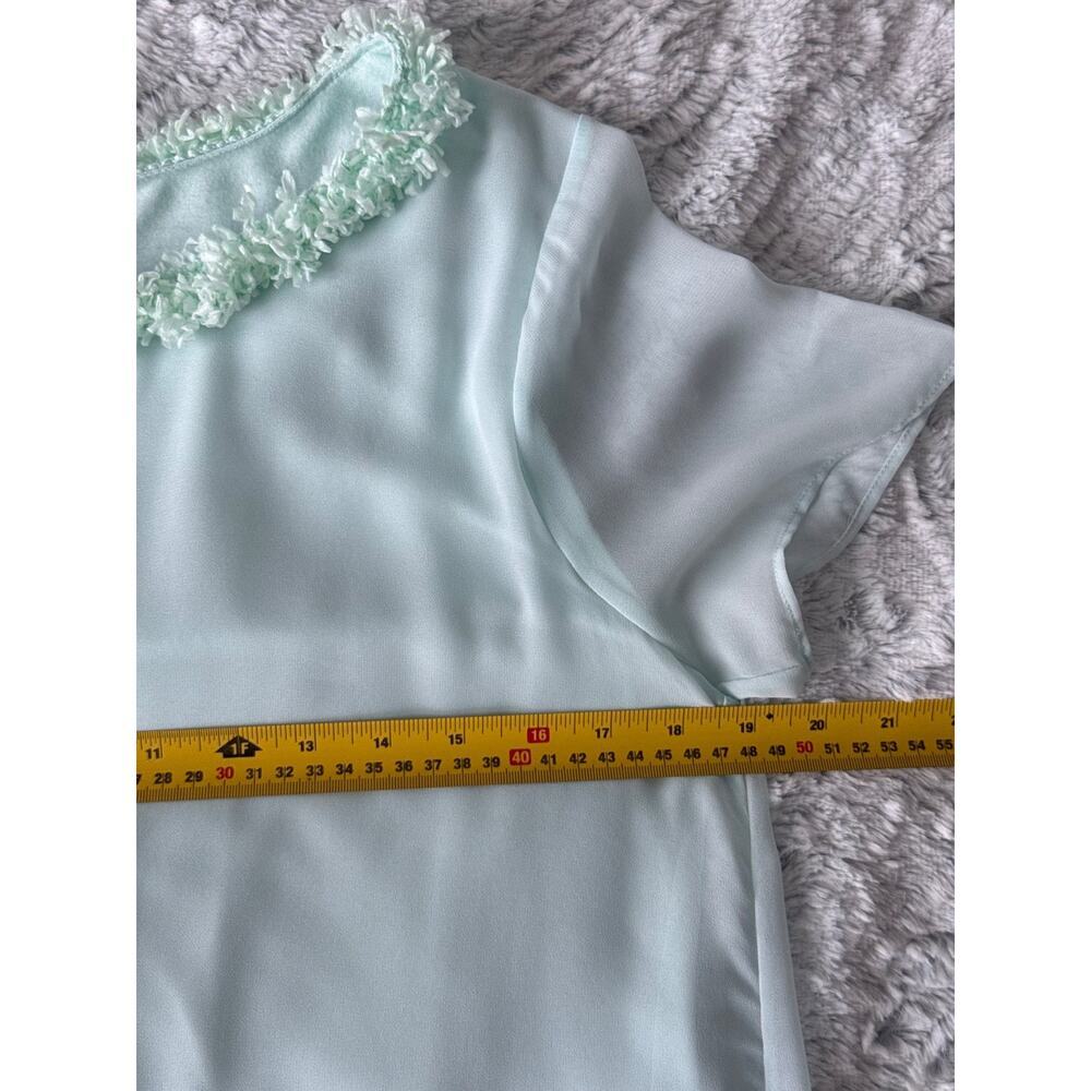 Banana Republic Mint Chiffon Blouse Size S Floral Trim Neck Modal Romantic - Picture 6 of 6